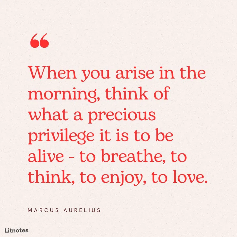 When you arise in the morning, think of what a precious privilege it is to be alive - to breathe, to think, to enjoy, to love.